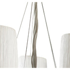 M1310 Lucca Pendant 5 Light E27 Polished Chrome White Shades & Clear Crystal