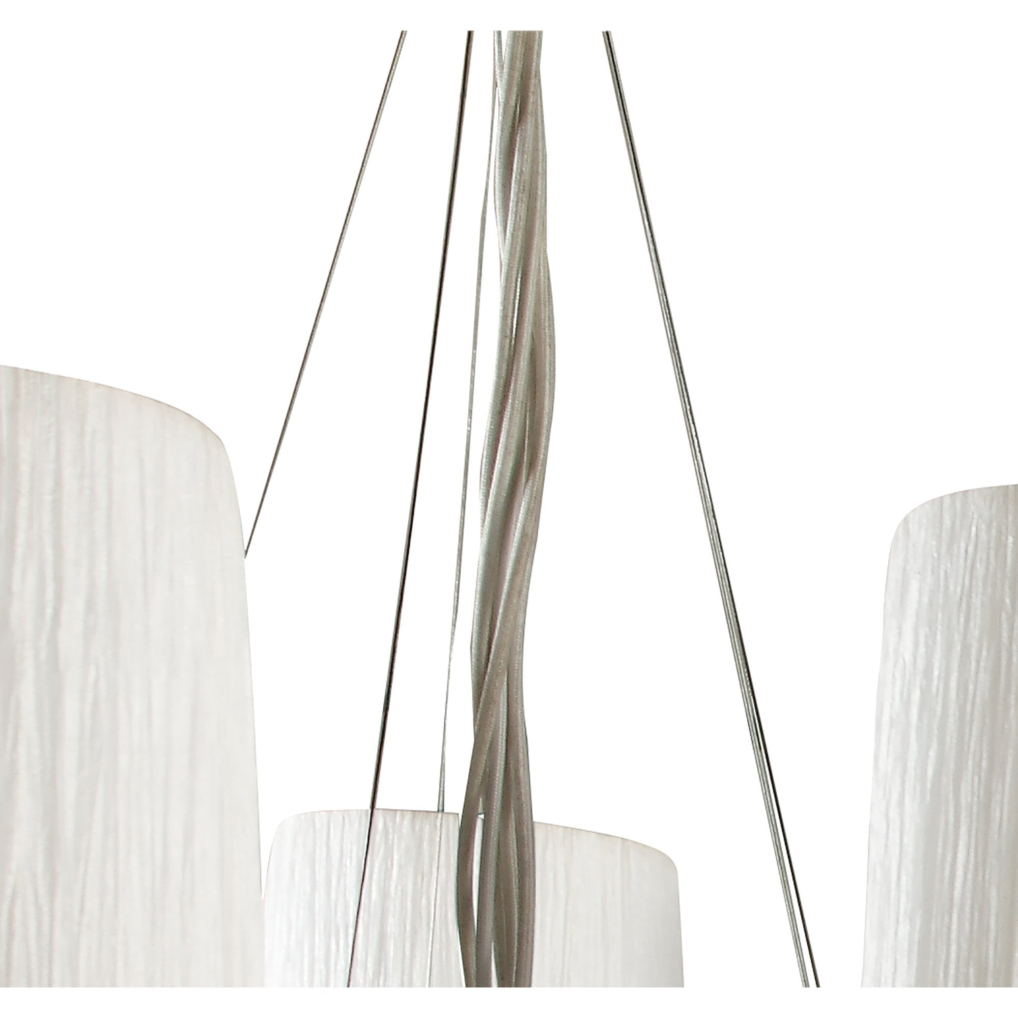 M1310 Lucca Pendant 5 Light E27 Polished Chrome White Shades & Clear Crystal
