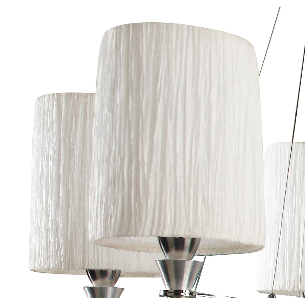 M1310 Lucca Pendant 5 Light E27 Polished Chrome White Shades & Clear Crystal