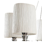M1310 Lucca Pendant 5 Light E27 Polished Chrome White Shades & Clear Crystal