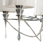 M1310 Lucca Pendant 5 Light E27 Polished Chrome White Shades & Clear Crystal