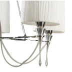 M1310 Lucca Pendant 5 Light E27 Polished Chrome White Shades & Clear Crystal