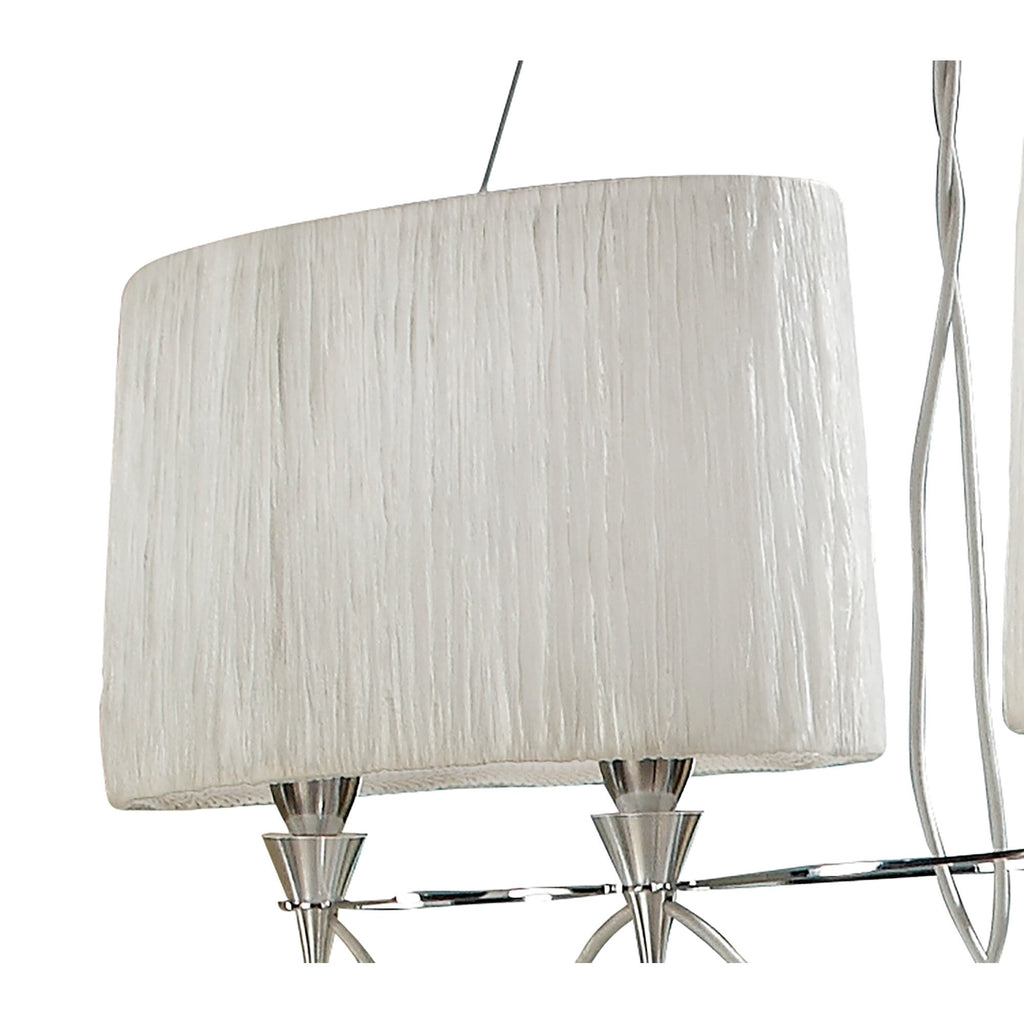 M1311 Lucca Linear Pendant 2 Arm 4 Light E27 Line Polished Chrome White Shades & Clear Crystal