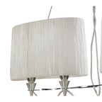 M1311 Lucca Linear Pendant 2 Arm 4 Light E27 Line Polished Chrome White Shades & Clear Crystal