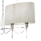 M1311 Lucca Linear Pendant 2 Arm 4 Light E27 Line Polished Chrome White Shades & Clear Crystal