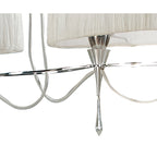 M1311 Lucca Linear Pendant 2 Arm 4 Light E27 Line Polished Chrome White Shades & Clear Crystal