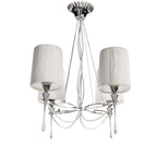 M1312 Lucca Pendant 4 Light E27 Polished Chrome White Shades & Clear Crystal