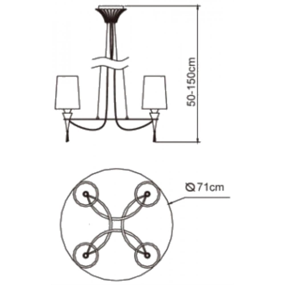 M1312 Lucca Pendant 4 Light E27 Polished Chrome White Shades & Clear Crystal