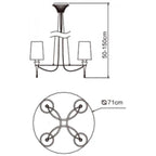 M1312 Lucca Pendant 4 Light E27 Polished Chrome White Shades & Clear Crystal