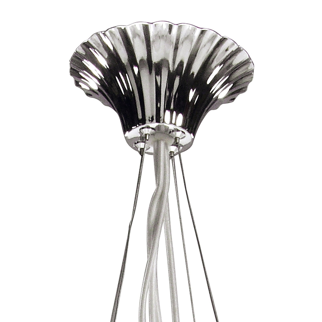 M1312 Lucca Pendant 4 Light E27 Polished Chrome White Shades & Clear Crystal