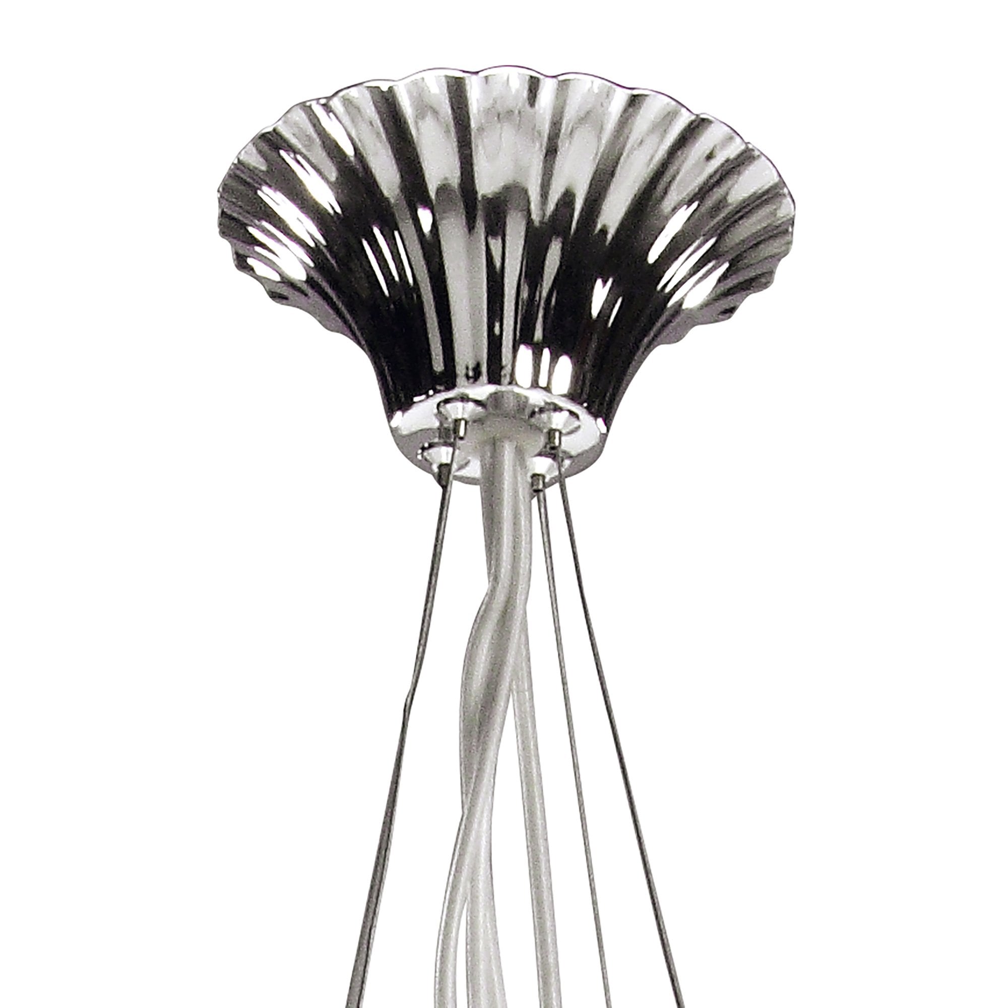 M1312 Lucca Pendant 4 Light E27 Polished Chrome White Shades & Clear Crystal