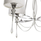 M1312 Lucca Pendant 4 Light E27 Polished Chrome White Shades & Clear Crystal