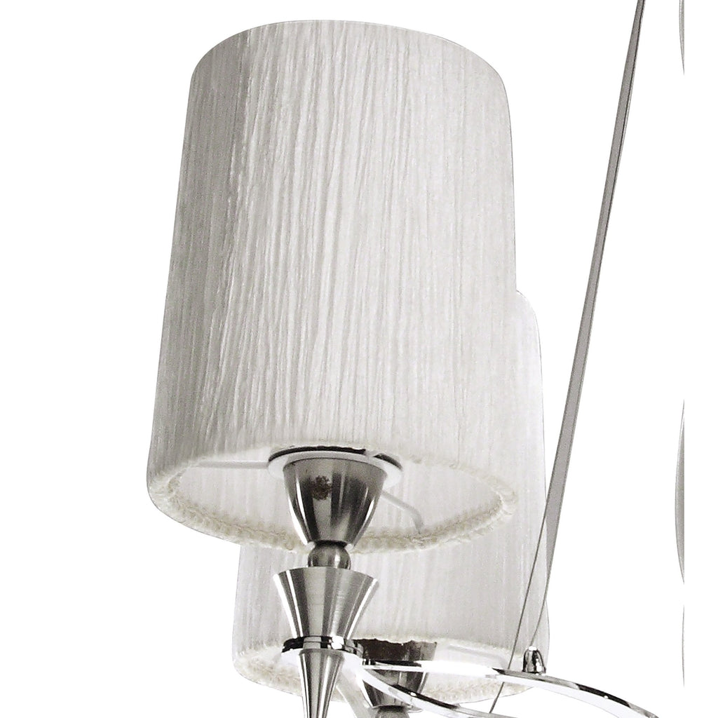 M1312 Lucca Pendant 4 Light E27 Polished Chrome White Shades & Clear Crystal