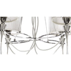 M1312 Lucca Pendant 4 Light E27 Polished Chrome White Shades & Clear Crystal