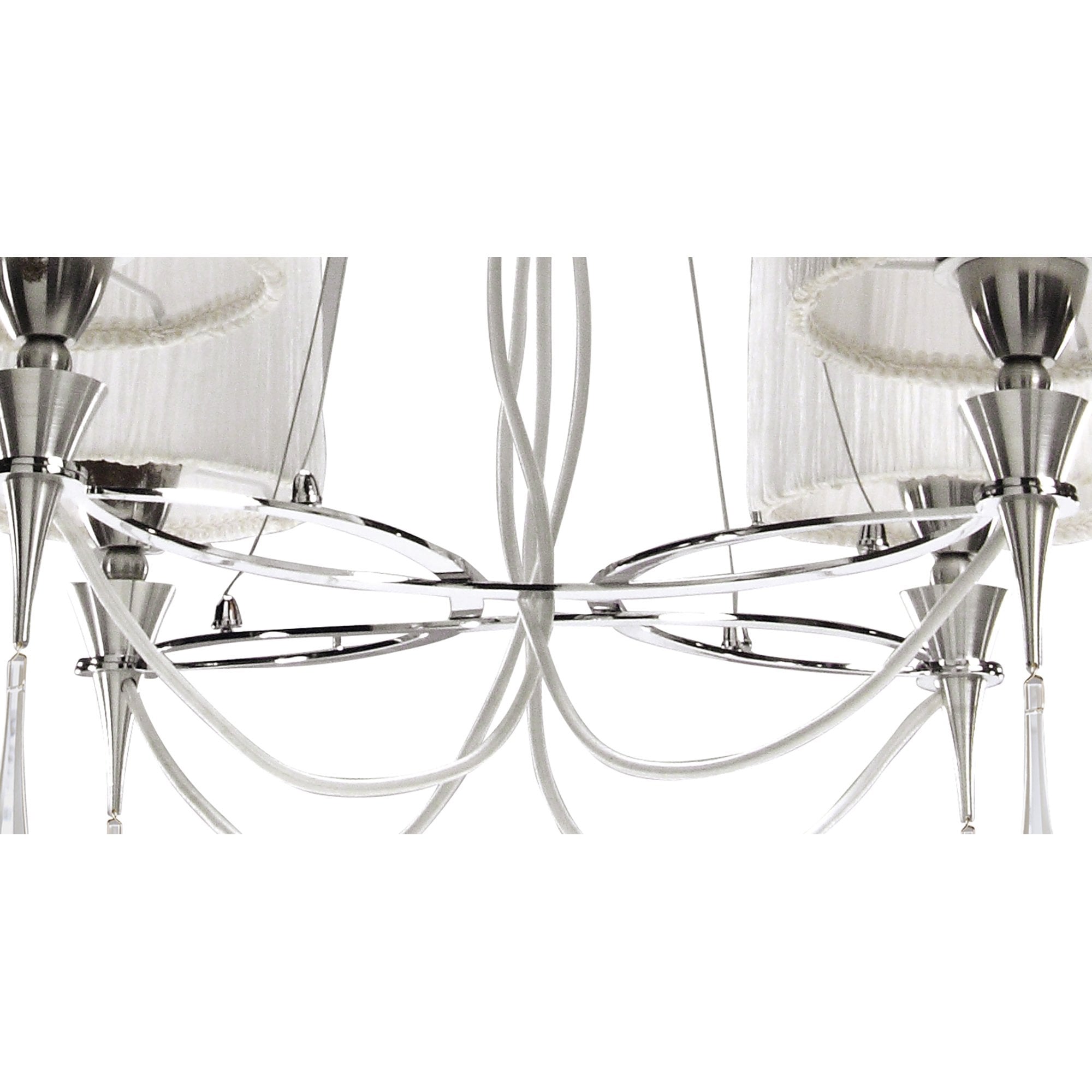 M1312 Lucca Pendant 4 Light E27 Polished Chrome White Shades & Clear Crystal