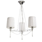 M1313 Lucca Pendant 3 Light E27 Polished Chrome White Shades & Clear Crystal