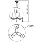 M1313 Lucca Pendant 3 Light E27 Polished Chrome White Shades & Clear Crystal