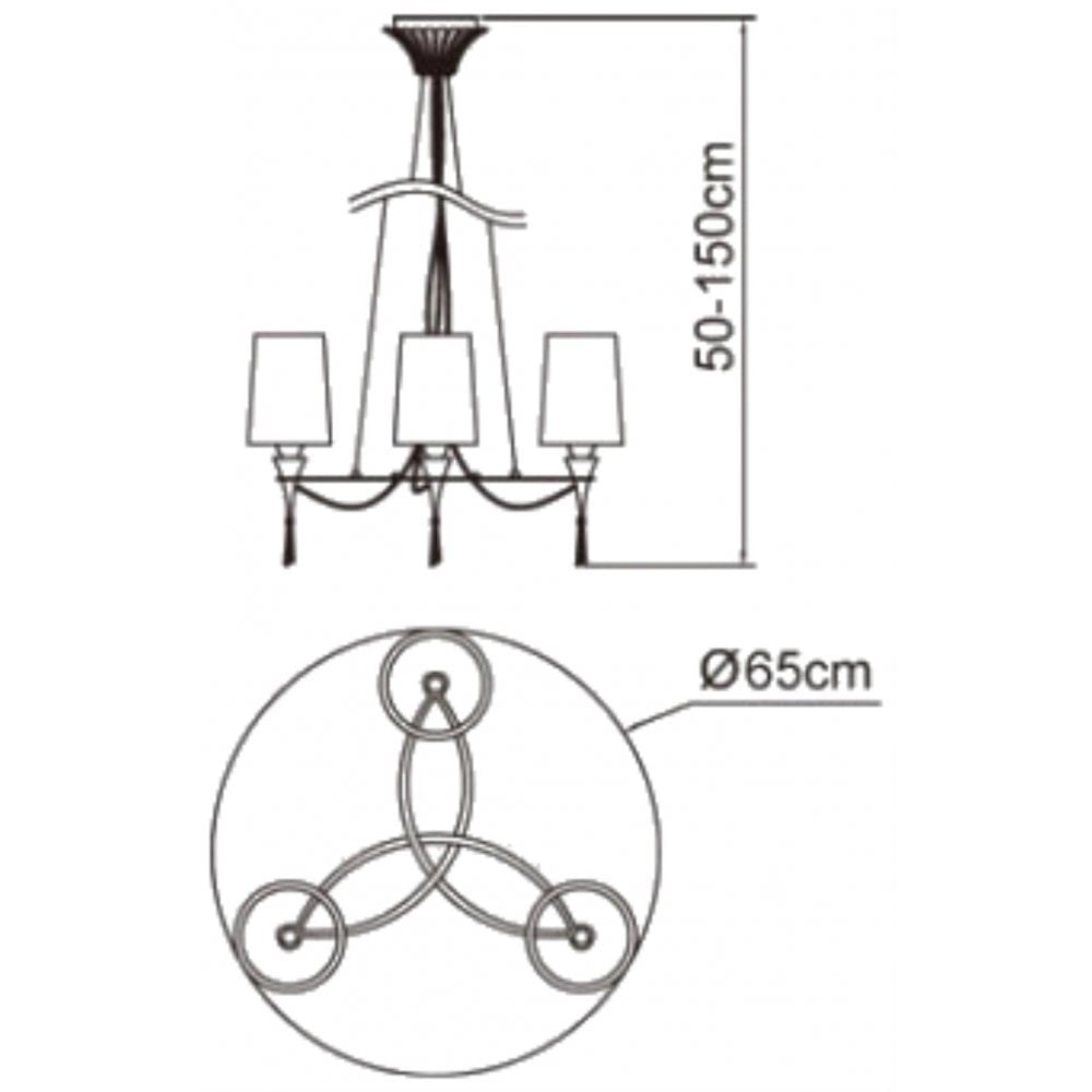 M1313 Lucca Pendant 3 Light E27 Polished Chrome White Shades & Clear Crystal