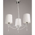 M1313 Lucca Pendant 3 Light E27 Polished Chrome White Shades & Clear Crystal