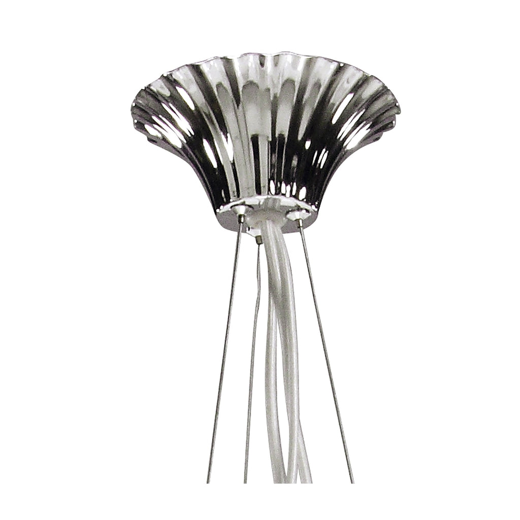 M1313 Lucca Pendant 3 Light E27 Polished Chrome White Shades & Clear Crystal