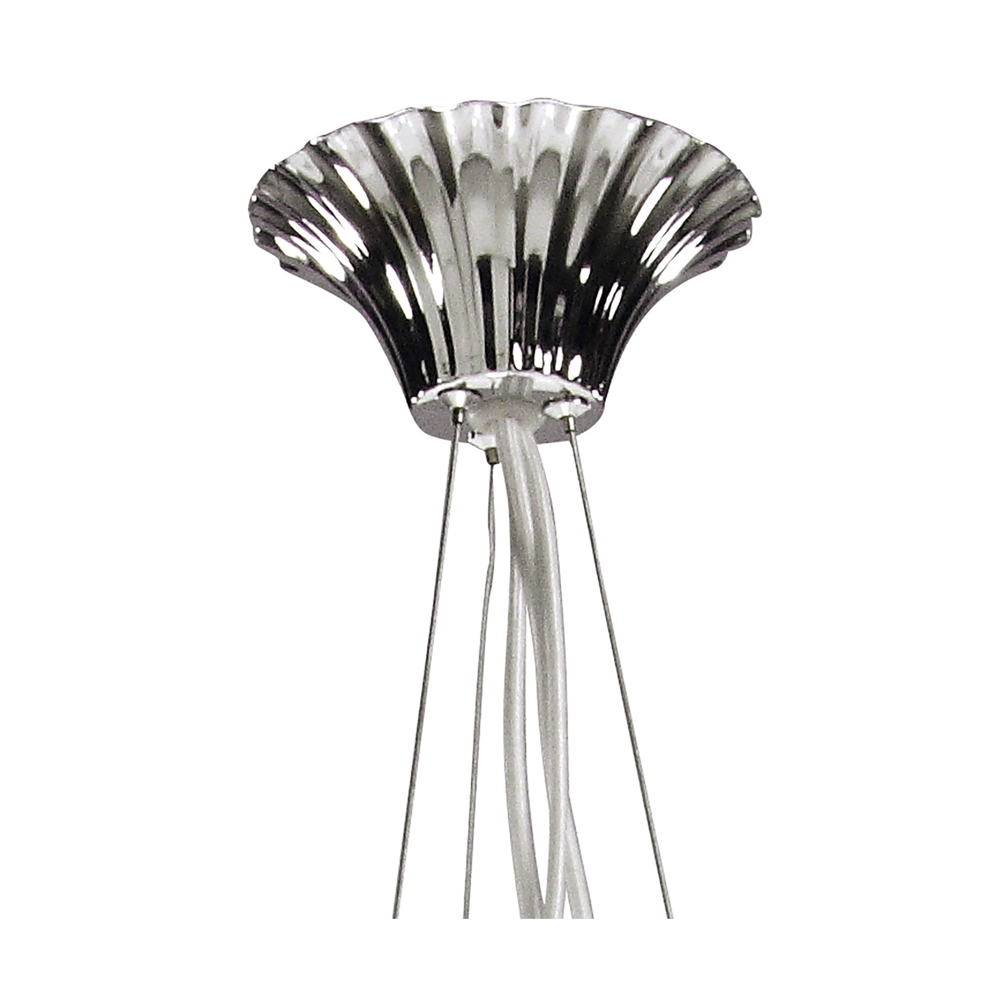 M1313 Lucca Pendant 3 Light E27 Polished Chrome White Shades & Clear Crystal