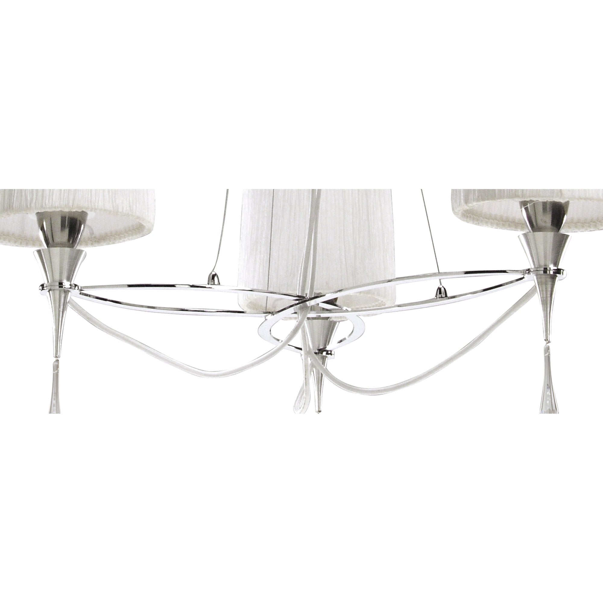 M1313 Lucca Pendant 3 Light E27 Polished Chrome White Shades & Clear Crystal