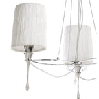 M1313 Lucca Pendant 3 Light E27 Polished Chrome White Shades & Clear Crystal