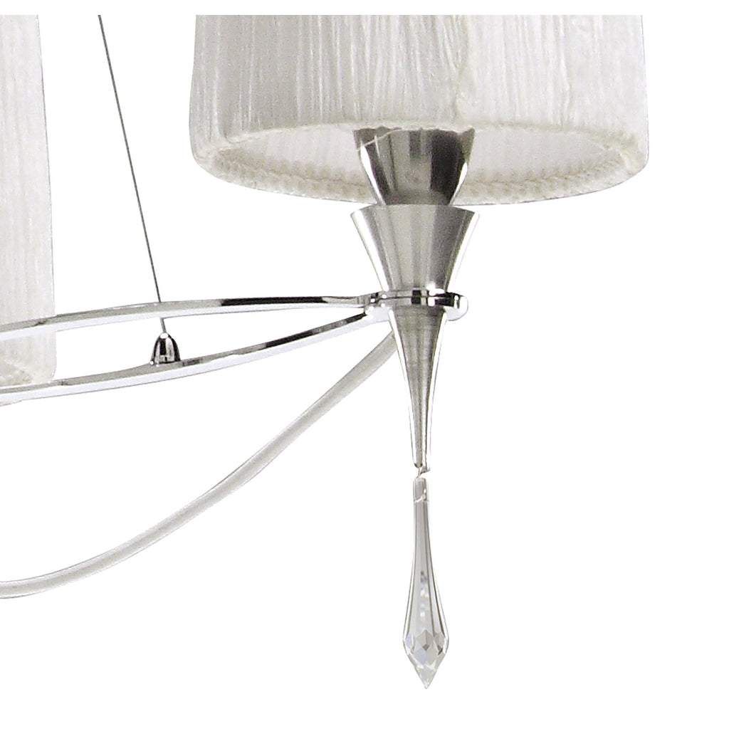 M1313 Lucca Pendant 3 Light E27 Polished Chrome White Shades & Clear Crystal