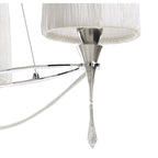 M1313 Lucca Pendant 3 Light E27 Polished Chrome White Shades & Clear Crystal