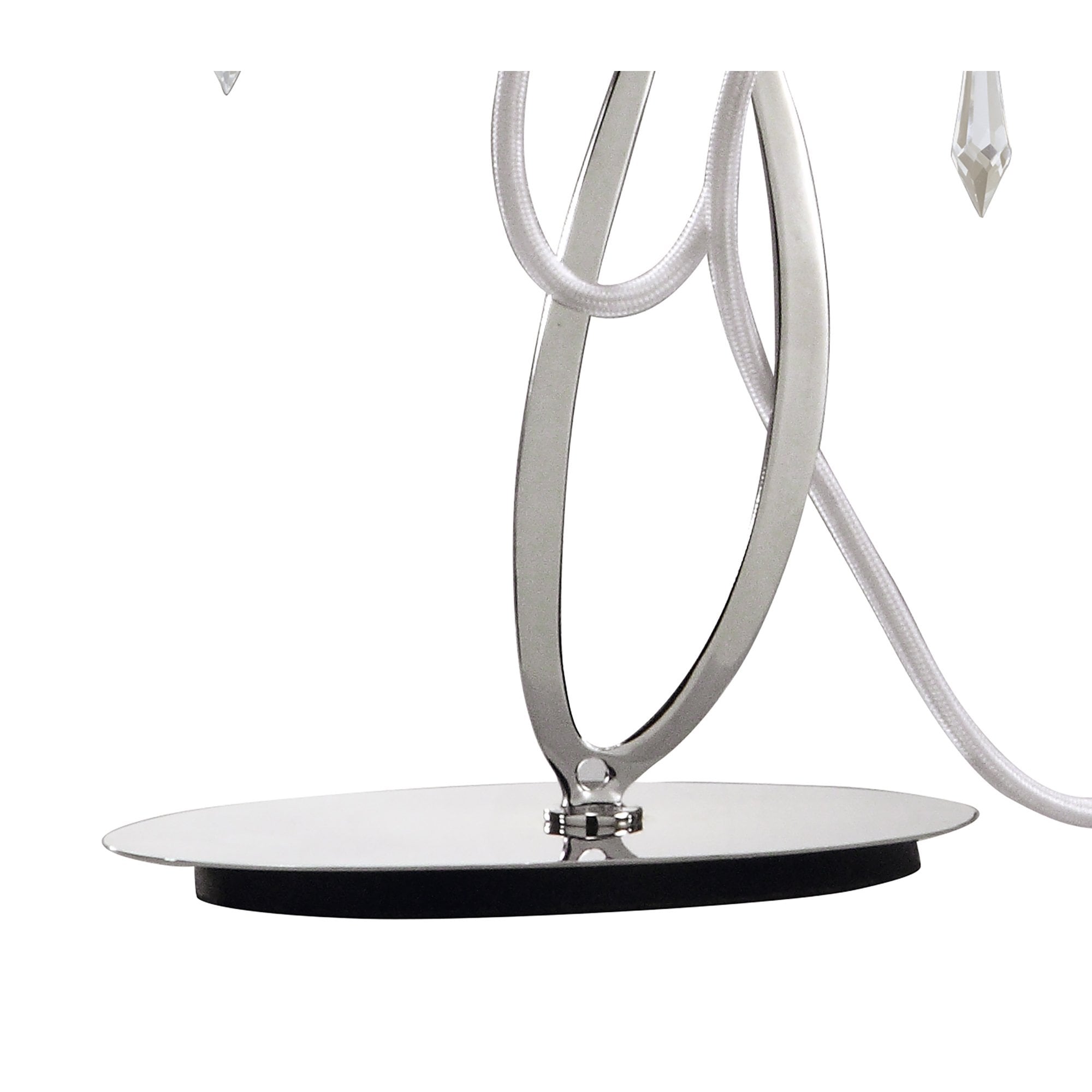 M1314 Lucca Table Lamp 2 Light E27 Polished Chrome White Shades & Clear Crystal