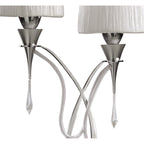 M1314 Lucca Table Lamp 2 Light E27 Polished Chrome White Shades & Clear Crystal