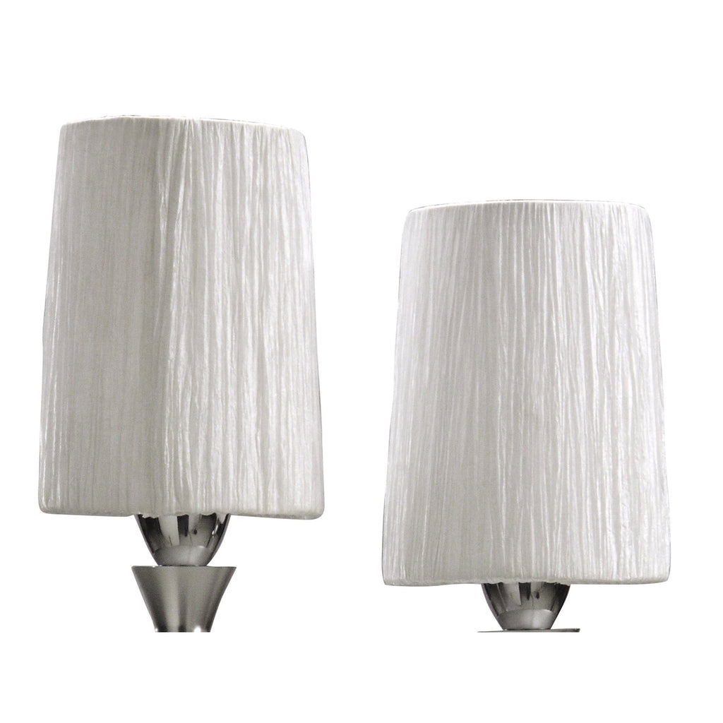 M1314 Lucca Table Lamp 2 Light E27 Polished Chrome White Shades & Clear Crystal