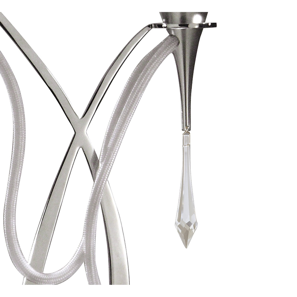 M1314 Lucca Table Lamp 2 Light E27 Polished Chrome White Shades & Clear Crystal