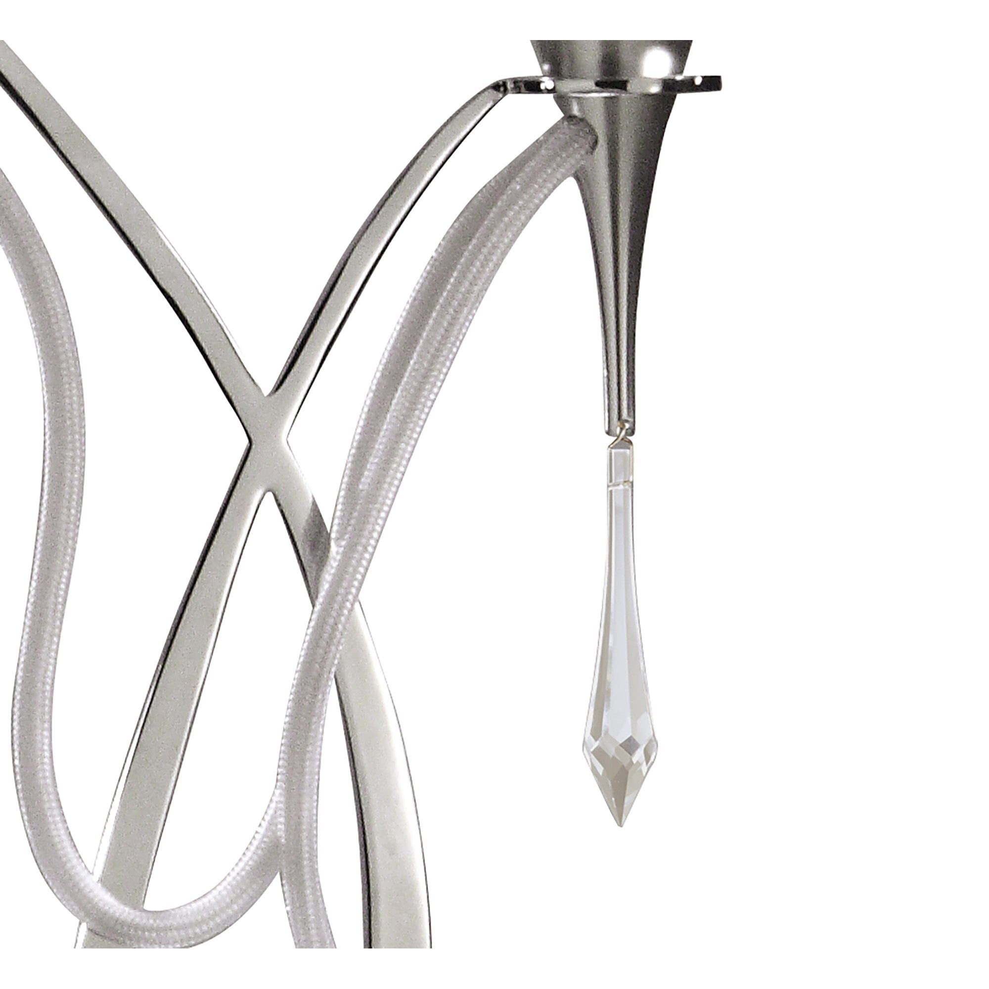 M1314 Lucca Table Lamp 2 Light E27 Polished Chrome White Shades & Clear Crystal