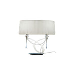 M1316 Lucca Table Lamp 2 Light E27 Small Polished Chrome White Shade & Clear Crystal