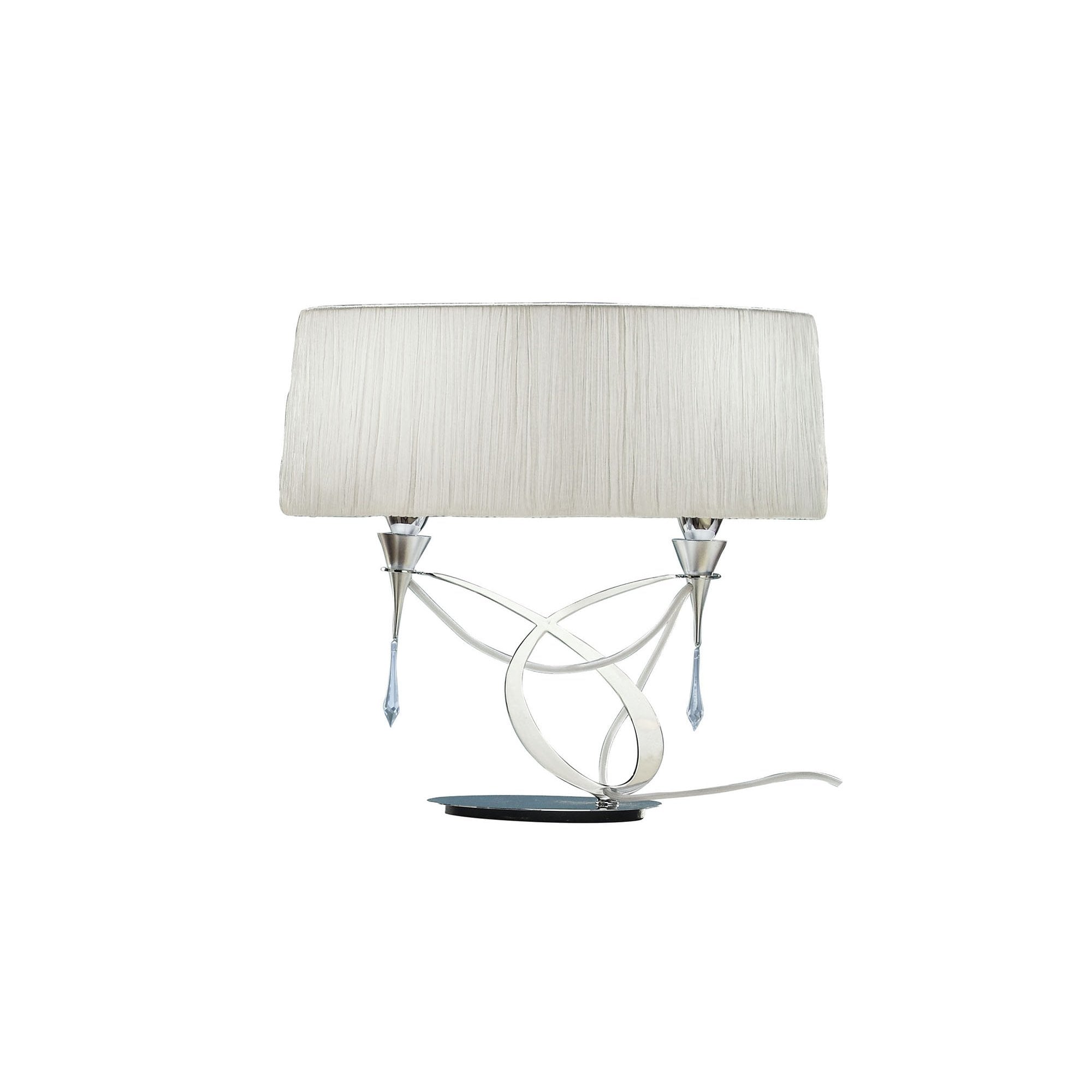M1316 Lucca Table Lamp 2 Light E27 Small Polished Chrome White Shade & Clear Crystal