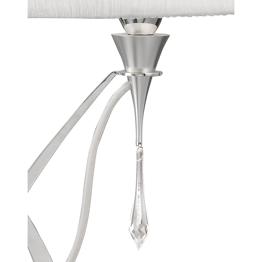 M1316 Lucca Table Lamp 2 Light E27 Small Polished Chrome White Shade & Clear Crystal