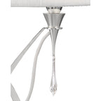 M1316 Lucca Table Lamp 2 Light E27 Small Polished Chrome White Shade & Clear Crystal