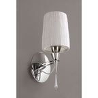 M1317/S Lucca Wall Lamp Switched 1 Light E27 Polished Chrome White Shade & Clear Crystal