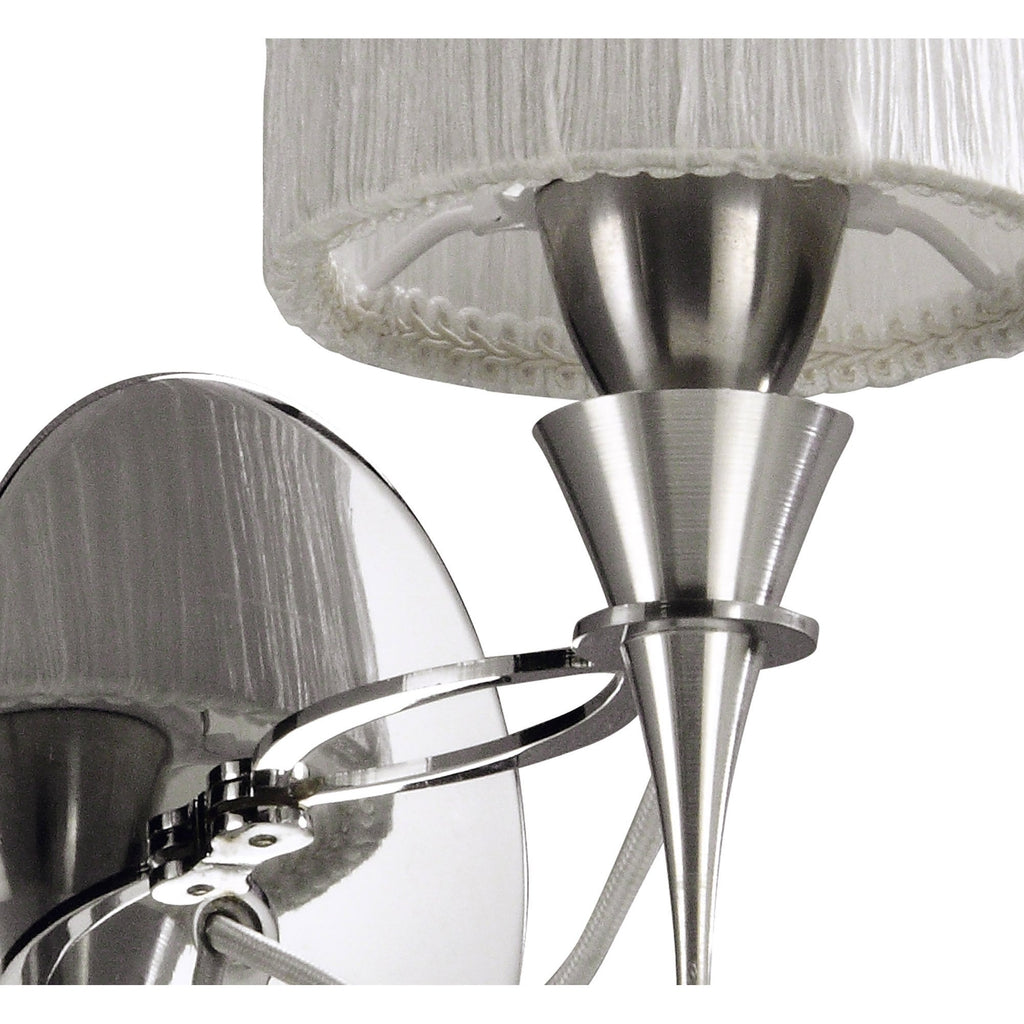 M1317/S Lucca Wall Lamp Switched 1 Light E27 Polished Chrome White Shade & Clear Crystal