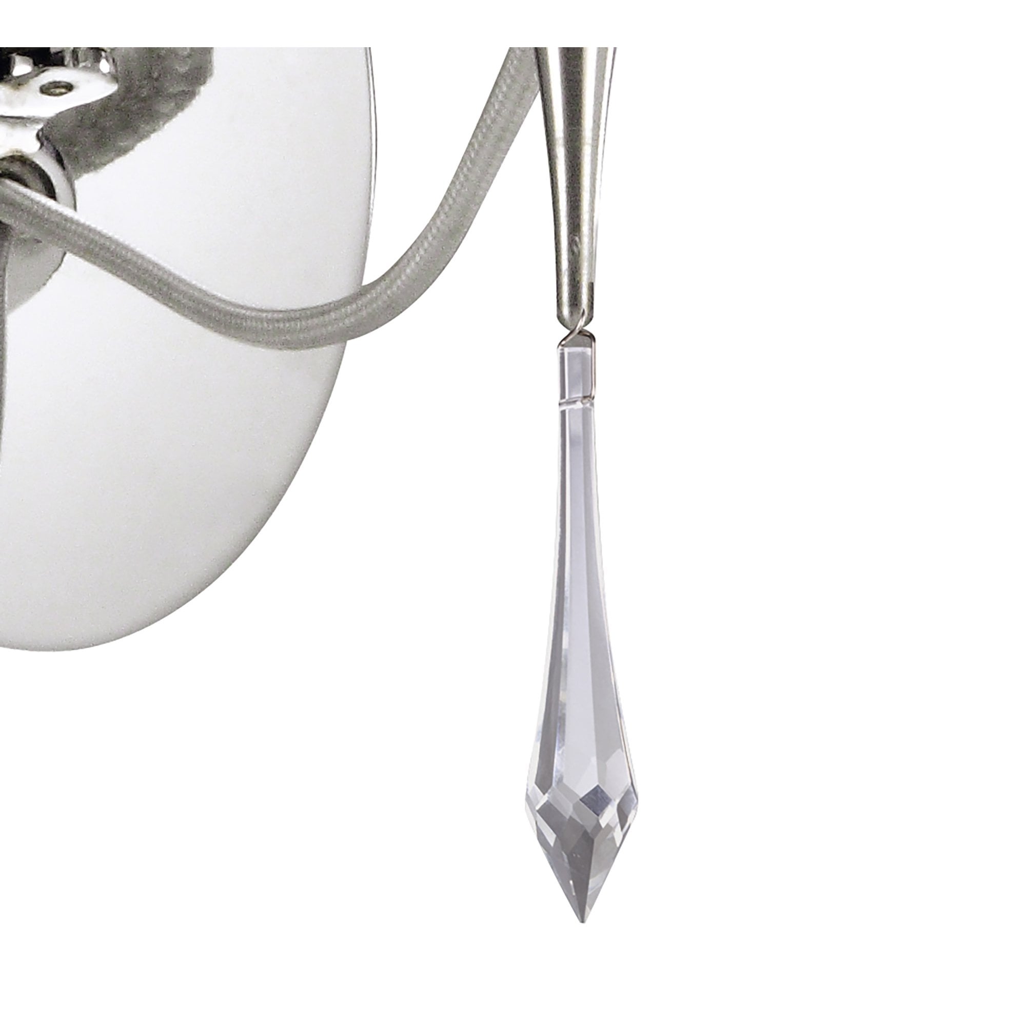 M1317/S Lucca Wall Lamp Switched 1 Light E27 Polished Chrome White Shade & Clear Crystal
