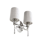 M1318/S Lucca Wall Lamp Switched 2 Light E27 Polished Chrome White Shades & Clear Crystal