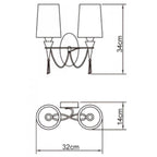 M1318/S Lucca Wall Lamp Switched 2 Light E27 Polished Chrome White Shades & Clear Crystal
