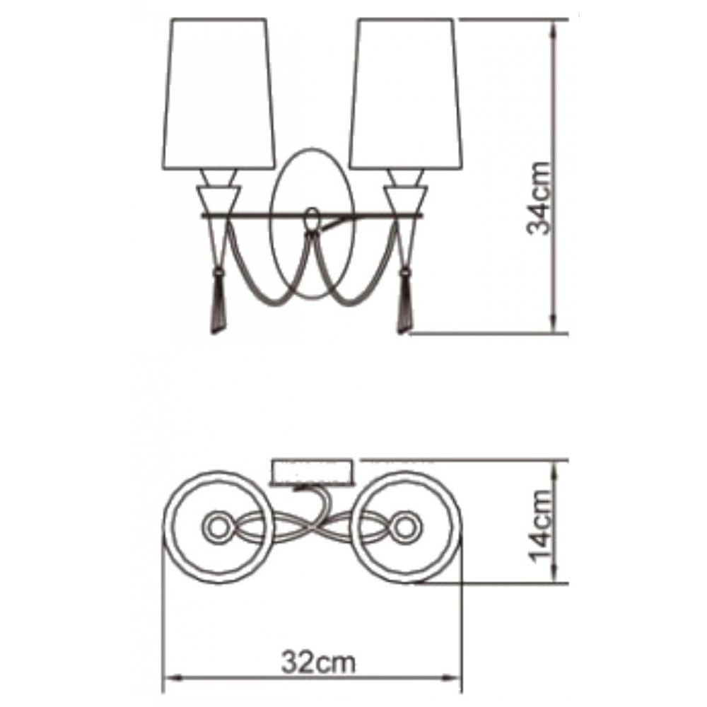 M1318/S Lucca Wall Lamp Switched 2 Light E27 Polished Chrome White Shades & Clear Crystal