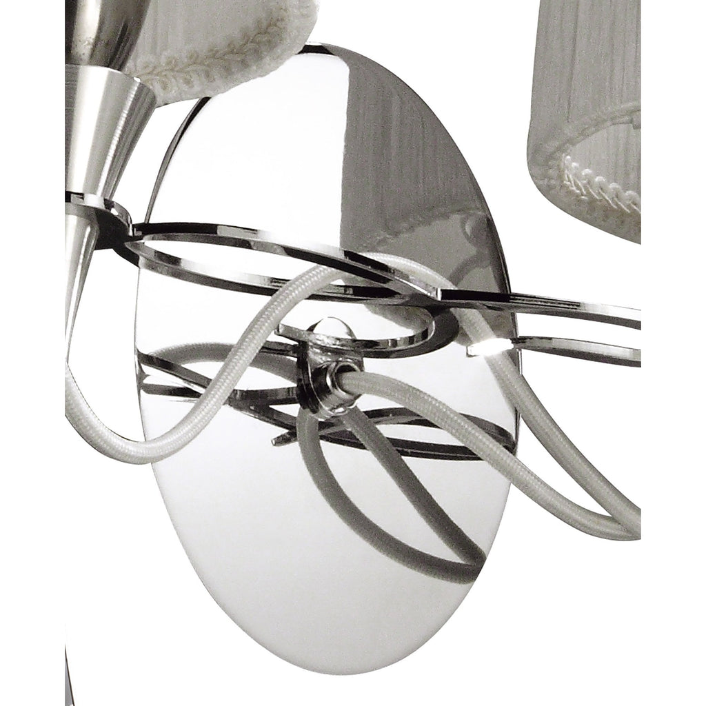 M1318/S Lucca Wall Lamp Switched 2 Light E27 Polished Chrome White Shades & Clear Crystal