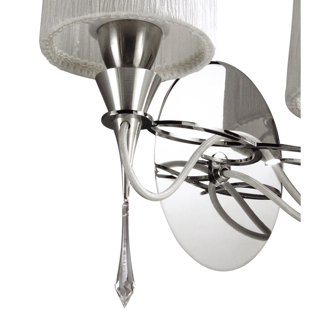 M1318/S Lucca Wall Lamp Switched 2 Light E27 Polished Chrome White Shades & Clear Crystal