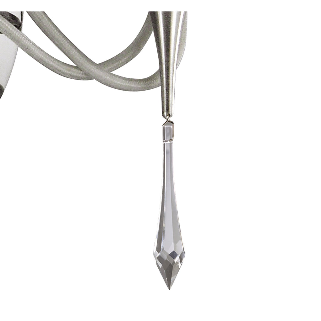 M1318/S Lucca Wall Lamp Switched 2 Light E27 Polished Chrome White Shades & Clear Crystal