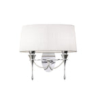 M1340/S Lucca Wall Lamp Switched 2 Light E27 Polished Chrome White Shade & Clear Crystal