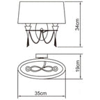 M1340/S Lucca Wall Lamp Switched 2 Light E27 Polished Chrome White Shade & Clear Crystal