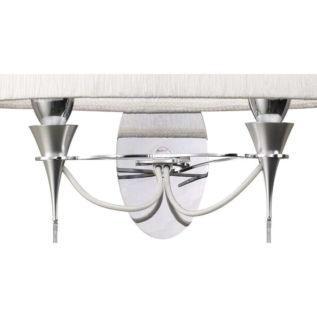 M1340/S Lucca Wall Lamp Switched 2 Light E27 Polished Chrome White Shade & Clear Crystal